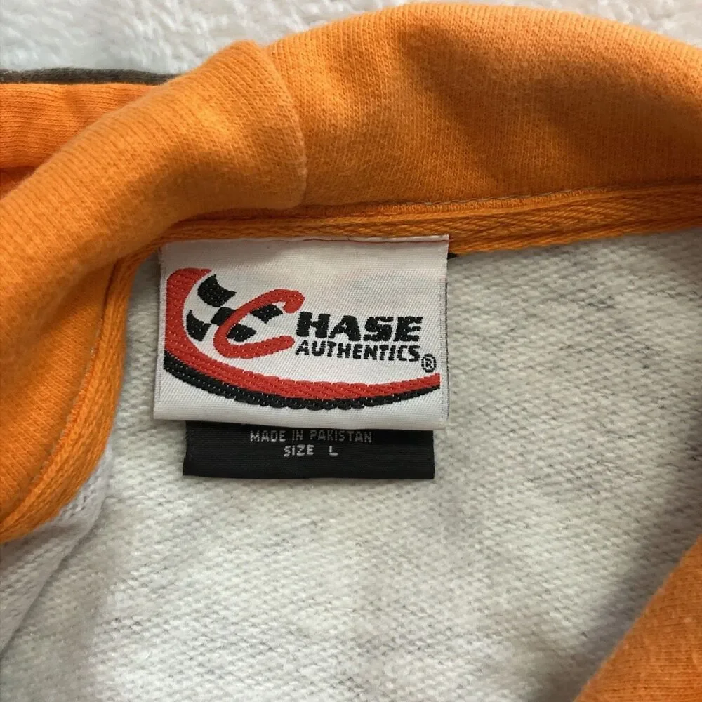 Chase Tony Stewart NASCAR Hoodie Men’s Large Orange Camo Pullover Sweater Hooded